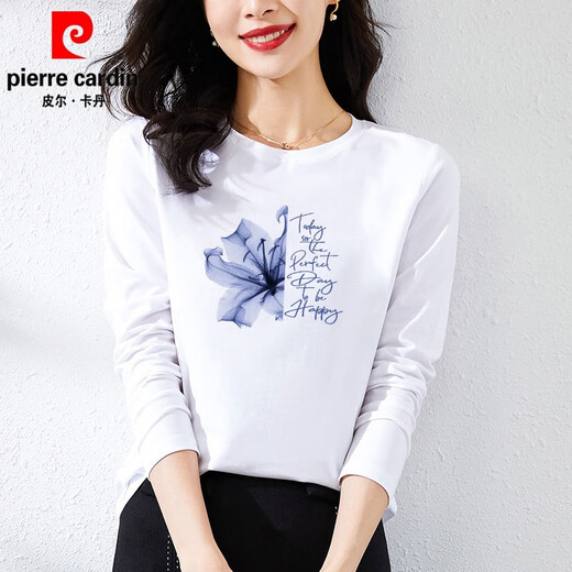 皮尔卡丹（pierre cardin）纯·棉藏青长袖t恤女宽松气质通勤中年减龄打底衫春秋2025新款上 H6172藏青 棉长袖 M (建议80-105斤)