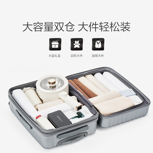 爱华仕行李箱拉杆箱十大品牌旅行箱男登机箱密码箱女大容量箱皮箱子 灰色 20英寸