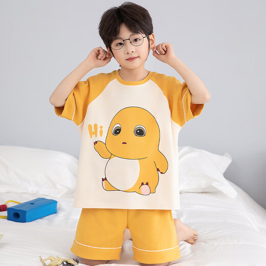 NEZHA AO Bing Boys Pyjamas Summer Coton Pure Coton court à manches minces de taille moyenne moyenne Boys Étudiants pour enfants Vêtements à domicile T695 Dragon de lait [Coton Pure Shorts à manches courtes] Une Taille recommandée 165cm115jin [Jin est égal à 0,5 kg] [Code L]