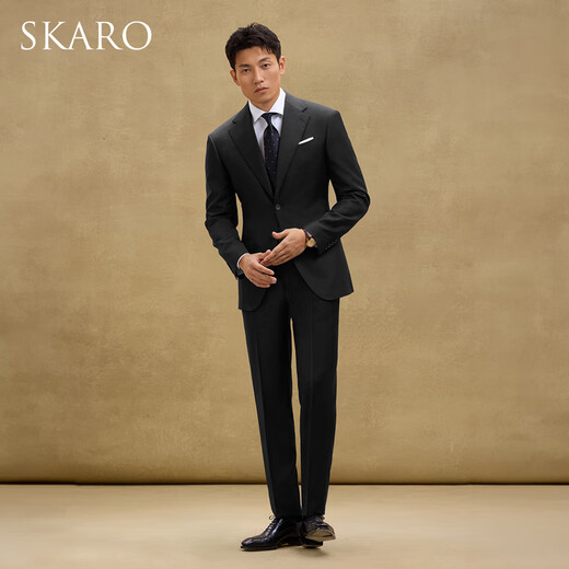 SKARO【高支数澳洲纯羊毛】高端商务西装外套男休闲单西结婚西服 黑色SKG013（单西） 52