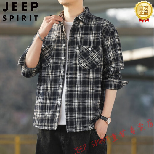 Jeep Spirit American Retro Плед в плед, рубашка с длинными рукавами для мужчин и женщин весна и осень 2025 г. Новая свободная корейская рубашка