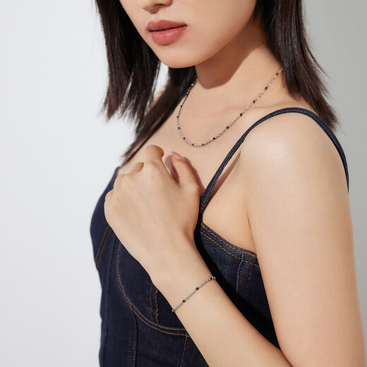 Lukfook Jewelry two-color platinum necklace platinum 950 electric black diamond light chain price GJP0001DS about 8.10 grams