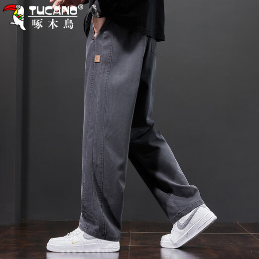 Woodpecker (TUCANO) casual pants men's straight loose pants men's autumn and winter sports trendy overalls trousers men's gray XL