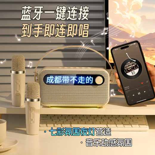 Wanhuo Children's Karaoke Microphone and Audio Integrated Family KTV Audio Set Artefact avec microphone petit haut-parleur karaoké ménage tout-en-un portable en extérieur portable Bluetooth