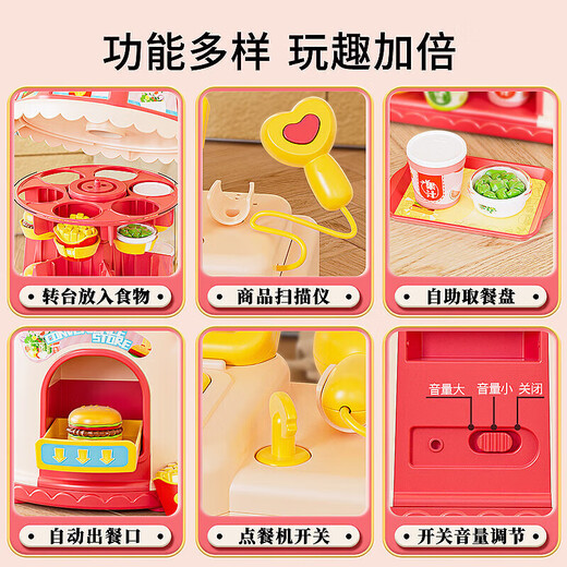 Yunya Children's Toys Girls Convenience Store Playing House Supermarket Cash Register Hamburger Girls Boy Children's Day Gift Smart Rotating Convenience Store [Pink]