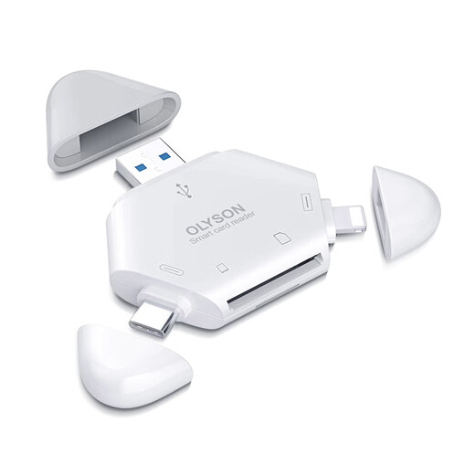 OLYSON three-in-one card reader multi-function suitable for Apple 17 mobile phone USB3.0 DJI Sony Canon SLR camera SD card Type-c computer iPad recorder TF memory card white Apple/TYPE-C/USB interface TF/SD card 2.0