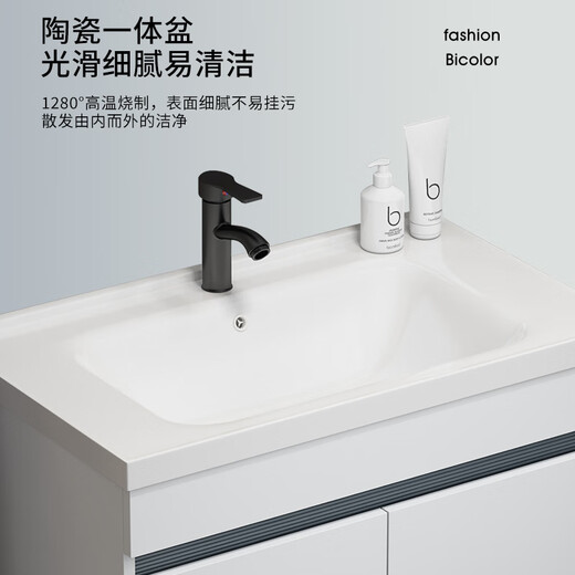 DAFIFY落地洗手盆柜组合一体盆卫生间浴室柜陶瓷洗脸盆阳台洗漱台池面盆 F838白大门61cm