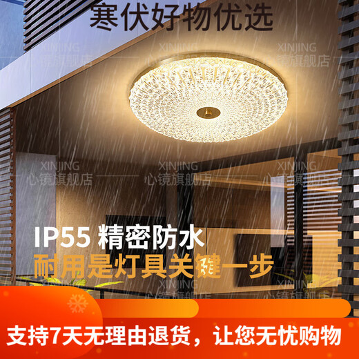 
Heart mirror full copper outdoor ceiling light villa entrance door ceiling light simple aisle terrace balcony lamp waterproof courtyard X3895-400/round shape