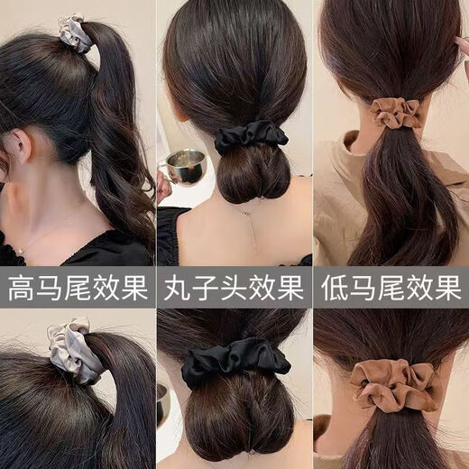 Loose satin large intestine hair tie, simple hair rope, versatile headband, women's ball head hair elastic band TS62-satin large intestine hair tie 1 random