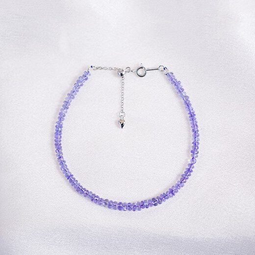 Lierui Caibao DIY natural bracelet necklace, high-quality ring surface, high-transparency ice species, special-grade purple tanzanite bracelet necklace, special-grade high-ice tanzanite bracelet, silver chain 15.5+3