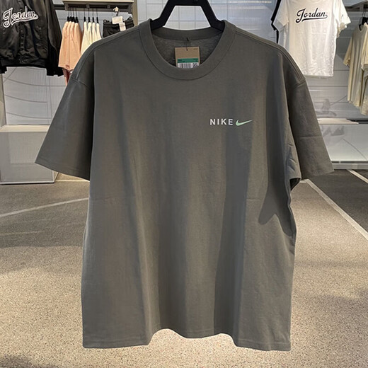 耐克（NIKE）短袖男装25年春夏新款跑步运动服针织透气时尚宽松圆领上衣T恤衫 HF6172-053灰色纯棉 2XL