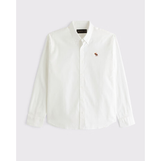 Abercrombie & Fitch【牛津衬衫】经典小麋鹿图案男装25春夏美式长袖衬衫125-5083 白色 XL (180/116A)尺码偏大