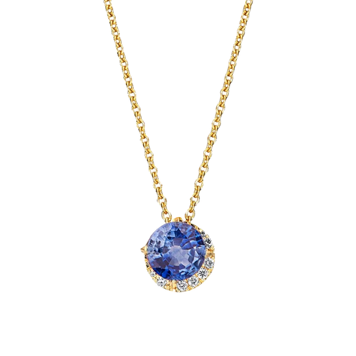 OEMG Japanese agete Akado natural tanzanite necklace women's light luxury retro amethyst 18K gold birthstone pendant amethyst tanzanite necklace