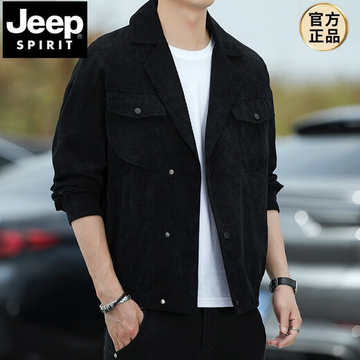 JEEP SPIRIT denim suit jacket men's spring and autumn 2025 new autumn casual work jacket suit autumn top men's black L