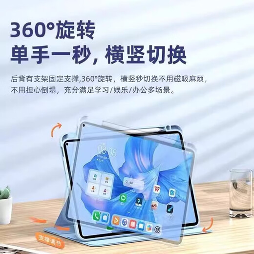 
Lutong suitable for iPad Pro rotating with pen slot protective cover 9.7-inch ipadpro 9.7-inch flat shell iPad Apple iPad ProA1674 flip cover jacket anti-fall A1675 belt [Lavender gray] A1673/A1674/A16755