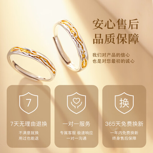 GLTEN Couple's Silver Ring Couple's Light Luxurious and High-end Niche Women's Birthday Gift for Girlfriend and Wife