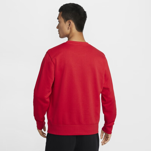 耐克（NIKE）官方男子法式毛圈上衣秋季圆领卫衣刺绣柔软舒适FN3889 657大学红/白 XL