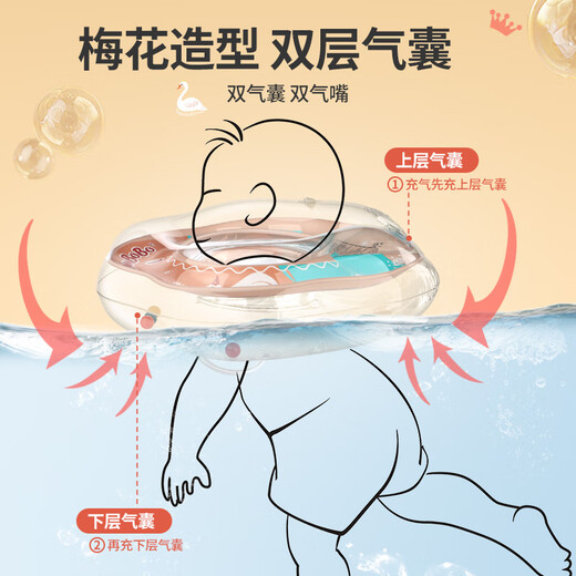 swimbobo婴儿游泳圈脖圈新生儿游泳圈婴儿洗澡颈圈粉色BO1003L