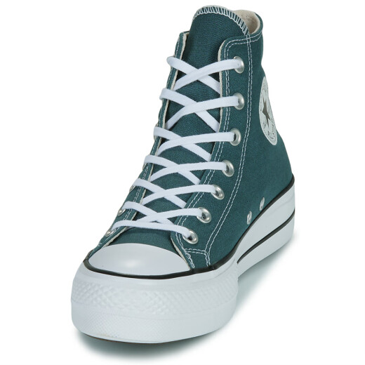 Converse Women's Zapatos gruesos de lienzo elevado zapatos deportivos CHUCK GREEN 2025 Nuevas zapatillas de zapatillas A12596c verde 36