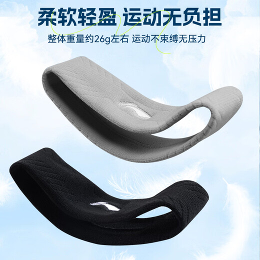 李宁（LI-NING）运动发带女男止汗带束发带吸汗加宽健身跑步护额导汗头带头巾黑