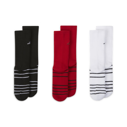 
Nike (NIKE) Jordan official Nike Jordan boys' big children's mid-tube sports socks (3 pairs) breathable support and comfortable FZ1797 687 fitness red one size (US code 7-9)