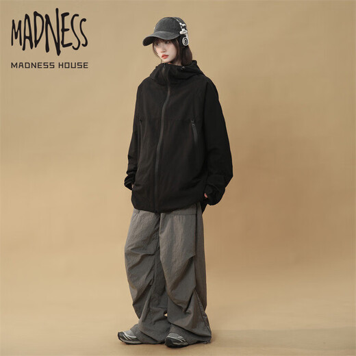 
MADNESS HOUSE official trendy jacket men and women couples spring new personality charge jacket top fashionable versatile jacket JK5008 khaki L (recommended weight 115-130Jin [Jin equals 0.5 kg])