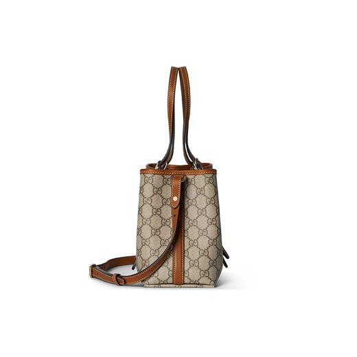 Gucci (GUCCI) women's bag GG Emblem series small old-fashioned coated tote bag handbag shoulder bag crossbody bag 815214 FAD6L 9758 brown pre-sale