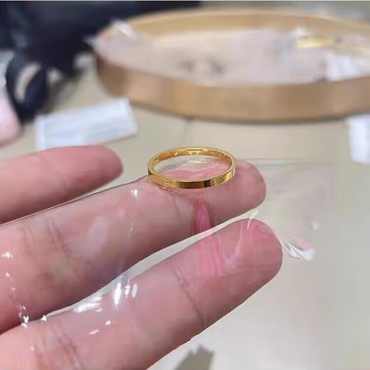 LPEZ pure gold 999 card ring ring car flower glossy gold ring male and female couple ring ring Valentine's Day gift pure gold ring 3.5cm No. 9 gold about 3.9-4.3