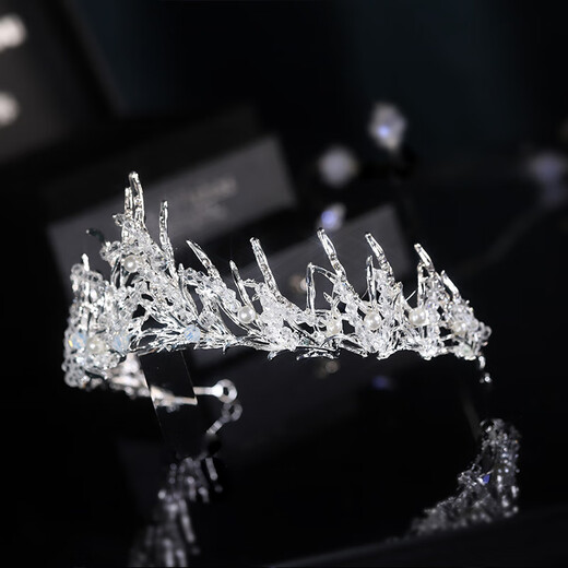 Fat Donglai's same style crown tiara for adult bride, main wedding dress, headband, tiara for goddess 18-year-old princess, performance hair, silver 6 TS-0017-E