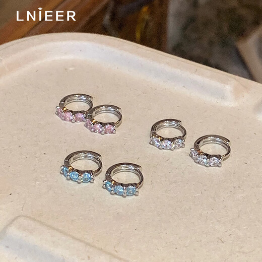 Lnieer medical titanium steel colored earrings for women, super flash, exquisite, captive ear pierced earrings, niche hoop earrings, studs, buckles, earrings, a pair of white earrings, medical titanium steel