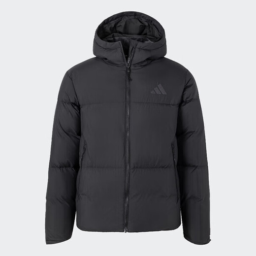 阿迪达斯 （adidas）羽绒服男装2025夏季新款情侣同款拒水防泼600蓬鸭绒保暖连帽外套 JV6187黑色 L