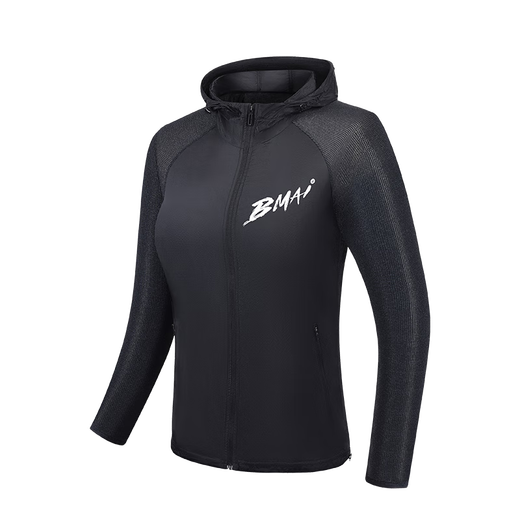 Bimax 2025 new men's and women's running light windbreaker sports jacket breathable hooded lightweight breathable racing jacket top Knight Black Male XL