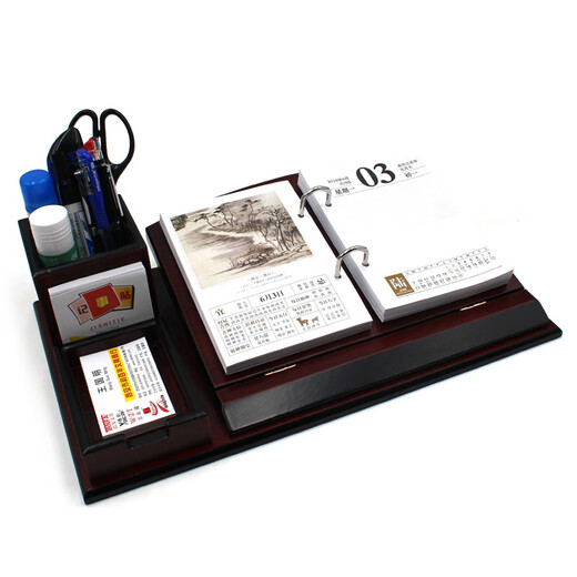 Customized 2025 wooden desk calendar rack company gift boss simple business notes calendar office desk pen holder 25 years 1316 wooden rack + large Chinese academic core - without pen