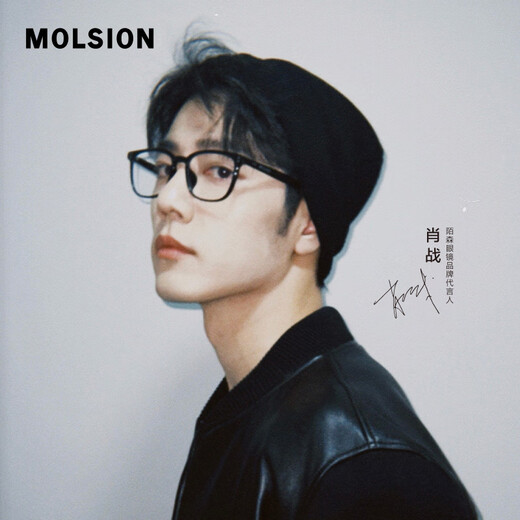 MOLSION 2025 new product Xiao Zhan Milan black frame glasses D-shaped men and women same style myopia frame match degree MJ5135B10 bright black single frame