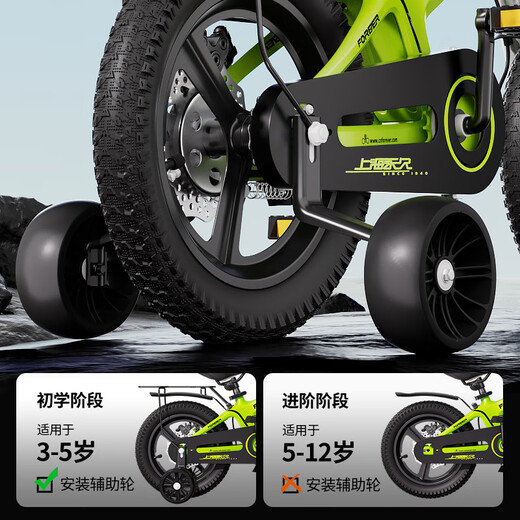 Forever children's bicycle 3-6-8-10 years old with auxiliary wheels for boys and girls bicycle magnesium alloy bicycle 14 inches green