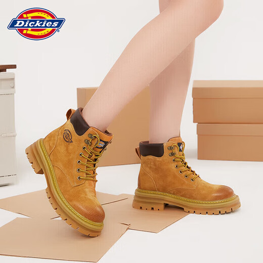 
Dickies women's Martin boots high top fashion couple boots versatile work boots women's yellow women's style-37