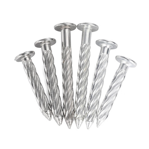 JINGGONG stainless steel threaded nails round head anti-theft net fixed nails twist nails steel nails cement nails pressure explosion threaded nails M8 galvanized 8*50 (50 pcs)