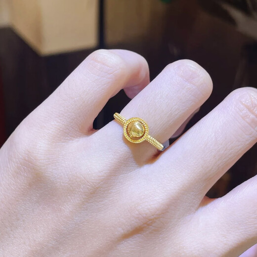 Hengli Jiashi Lairun Full Gold Plated Cat's Eye Ring Fashionable Temperament 24K Pure Gold Ring Gold Live Mouth Tail Ring Women's New Cat's Eye Ring