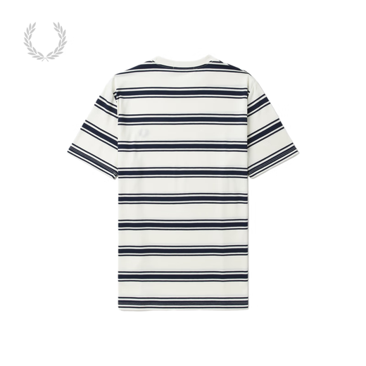 Fred Perry Herren Casual T-Shirt 2025 Sommer neu gestreifte Bildschirme Weizenohr Kurzarm Trend M9851 IVX/Beige M.
