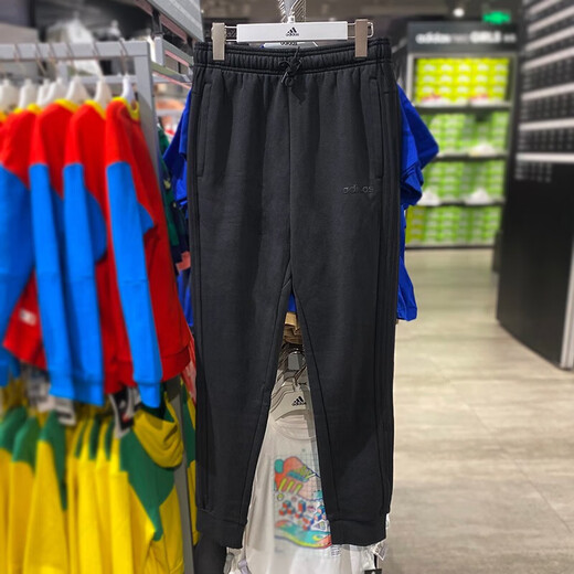 Adidas阿迪达斯男裤春季新款小脚裤子运动裤针织收口休闲跑步长裤GK9226 FI1476/黑色/加绒保暖 M /175/80A
