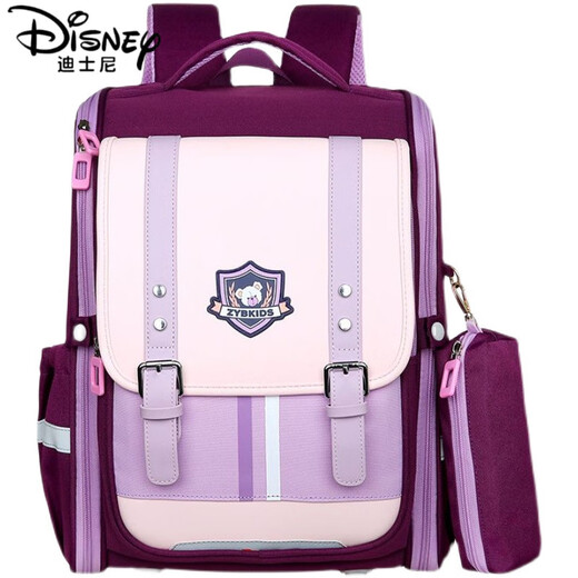 迪士尼（Disney）书包小学生女孩1-3-6年级大容量减负护脊英伦学院风儿童双肩包男 1047香芋紫色3-6年级