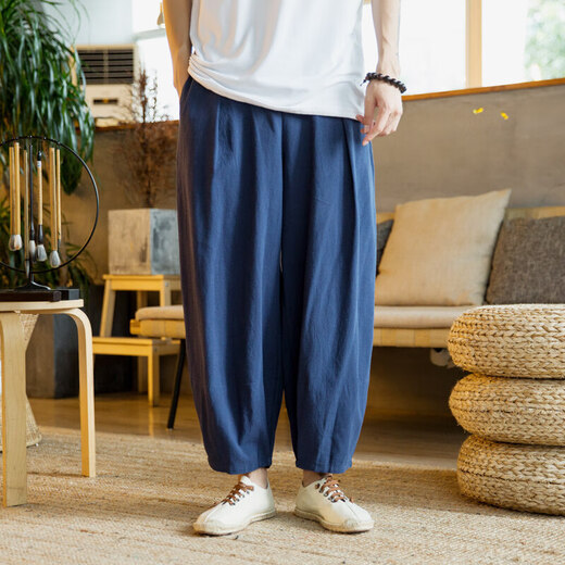 Aclosmil Summer de color sólido de color para hombres Bloomers de hombres sueltos Harren Harren Algodón Cotton Capalal Tamaño de gran tamaño Tendencia retro china Gray M