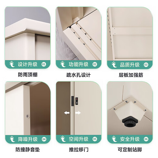 Xingdu Home Sunscreen Balkon Aufbewahrungsschrank Schlafzimmer Schiebetür Eisengarderobe Außenwaterfester Lagerschrank Stahlhöhe 1000* lang 825* breit 550 mm