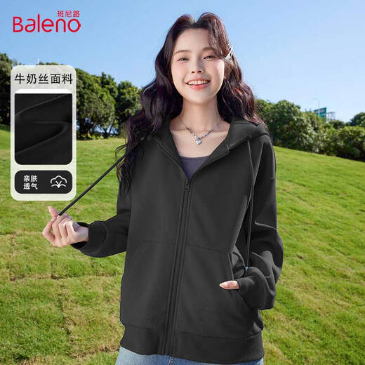 Baleno hooded trendy sweatshirt for women in 2025 spring and autumn new casual small sports cardigan Korean atmosphere clothing