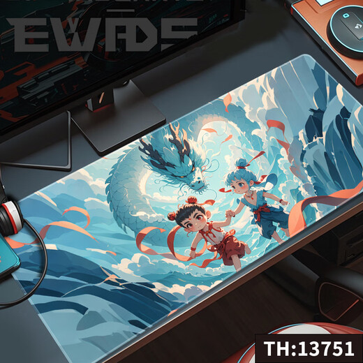 CLCEY哪吒鼠标垫哪吒敖丙鼠标垫超大号笔记本电脑垫宿舍桌面垫电竞游戏 13751海底哪吒与敖丙 800x300x5mm