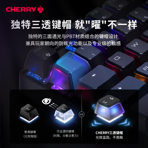 Cherry Cherry MX8.2 XAGA Obsidian Series Wireless Bluetooth Drei-Mode-E-Sport-Gaming Mechanische Tastatur RGB Light Effect Triple-Transparent PBT-Tastaturkap-kompatibel mit MAC-System Xaga-Meteor Tea Roll-Export Arms Waffenbox
