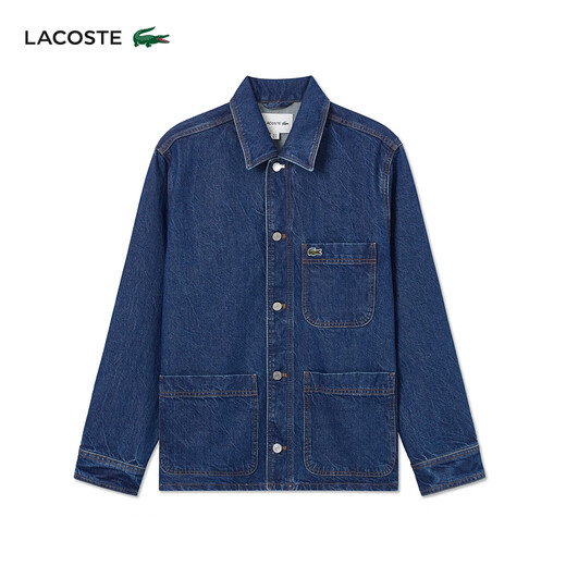 LACOSTE【王一博同款】法国鳄鱼男装25春夏棉质翻领牛仔衬衫外套|CH2601 MK9/牛仔蓝色 M 40