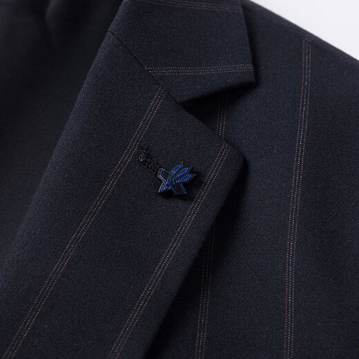 SHANSHAN light luxury brand men's suit slim casual business blue flat lapel suit for men navy blue stripes 2XL 180