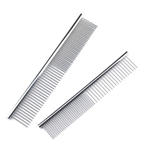 Pet comb, beauty comb, stainless steel straight comb, dog and cat hair removal, styling steel comb supplies, large size