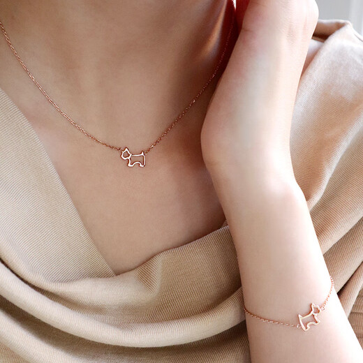 AGATHA/Aijiasha French hollow puppy necklace for women, birthday gift for girlfriend and best friend, high-end pendant, rose gold